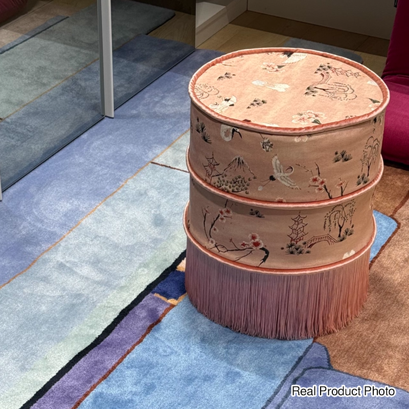 Tabouret de coiffeuse sans dossier ni accoudoirs en bois massif, velours imprimé cylindrique chinois traditionnel, cuir PU, pour chambre à coucher 