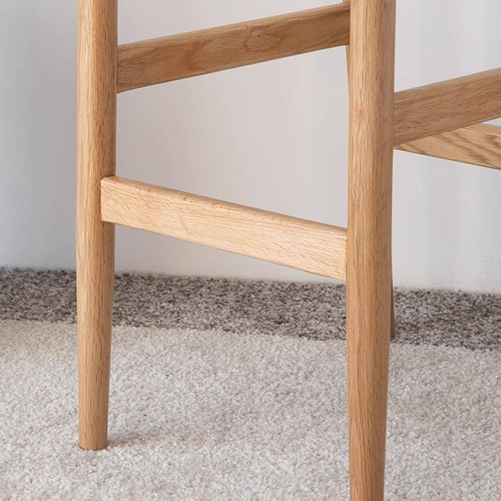 Tabouret de bar trapézoïdal en bois de chêne rouge japonais traditionnel avec tressage en corde de chanvre, sans dossier ni accoudoirs, pour salle à manger 