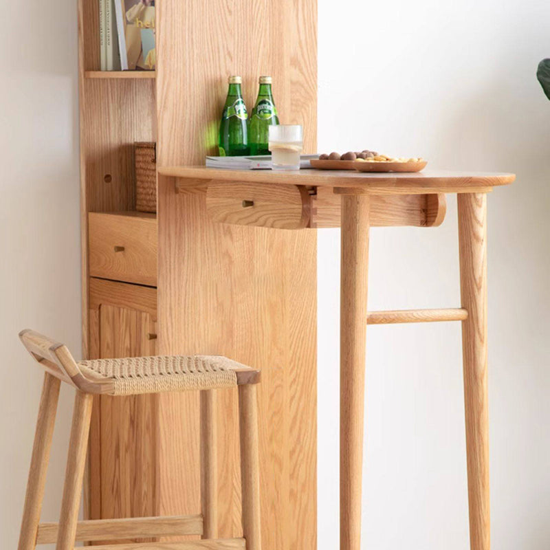 Tabouret de bar trapézoïdal en bois de chêne rouge japonais traditionnel avec tressage en corde de chanvre, sans dossier ni accoudoirs, pour salle à manger 