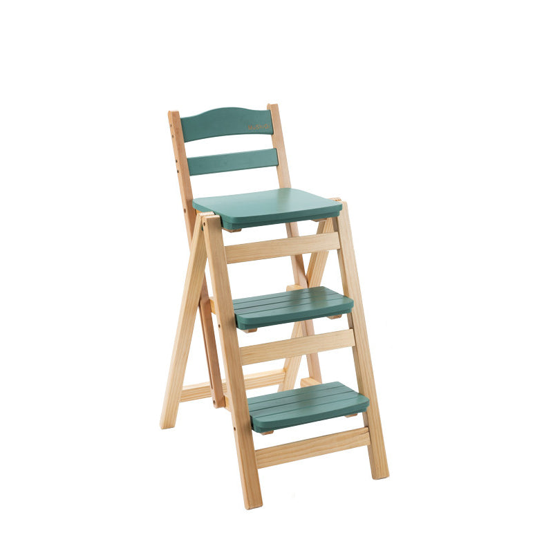 Tabouret de bar pliable à plusieurs marches en bois de pin, design minimaliste moderne, triangulaire, avec dossier, pour salle à manger 
