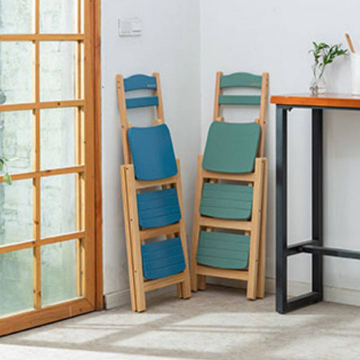 Tabouret de bar pliable à plusieurs marches en bois de pin, design minimaliste moderne, triangulaire, avec dossier, pour salle à manger 