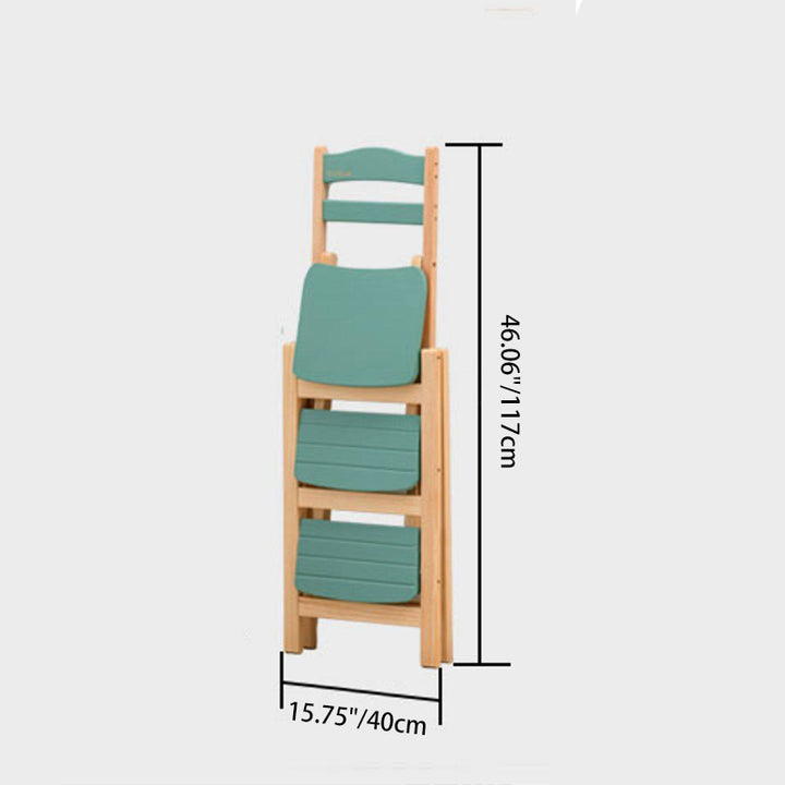 Tabouret de bar pliable à plusieurs marches en bois de pin, design minimaliste moderne, triangulaire, avec dossier, pour salle à manger 
