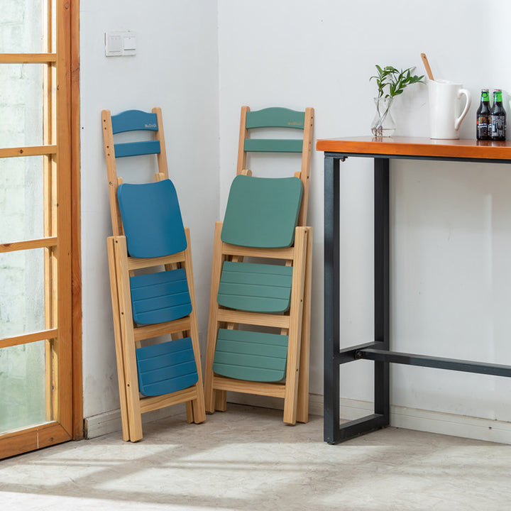 Tabouret de bar pliable à plusieurs marches en bois de pin, design minimaliste moderne, triangulaire, avec dossier, pour salle à manger 