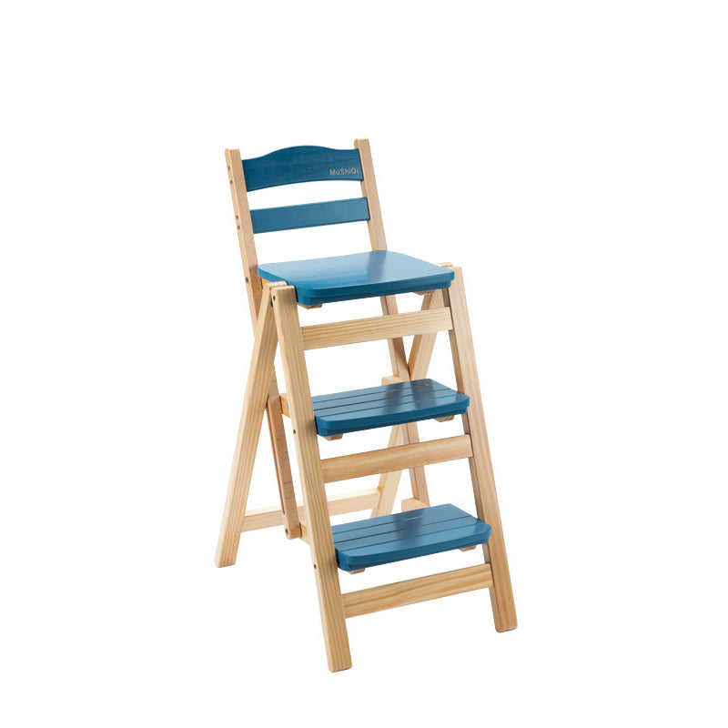 Tabouret de bar pliable à plusieurs marches en bois de pin, design minimaliste moderne, triangulaire, avec dossier, pour salle à manger 