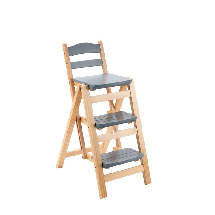 Tabouret de bar pliable à plusieurs marches en bois de pin, design minimaliste moderne, triangulaire, avec dossier, pour salle à manger 