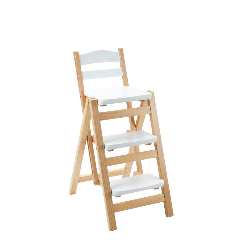 Tabouret de bar pliable à plusieurs marches en bois de pin, design minimaliste moderne, triangulaire, avec dossier, pour salle à manger 