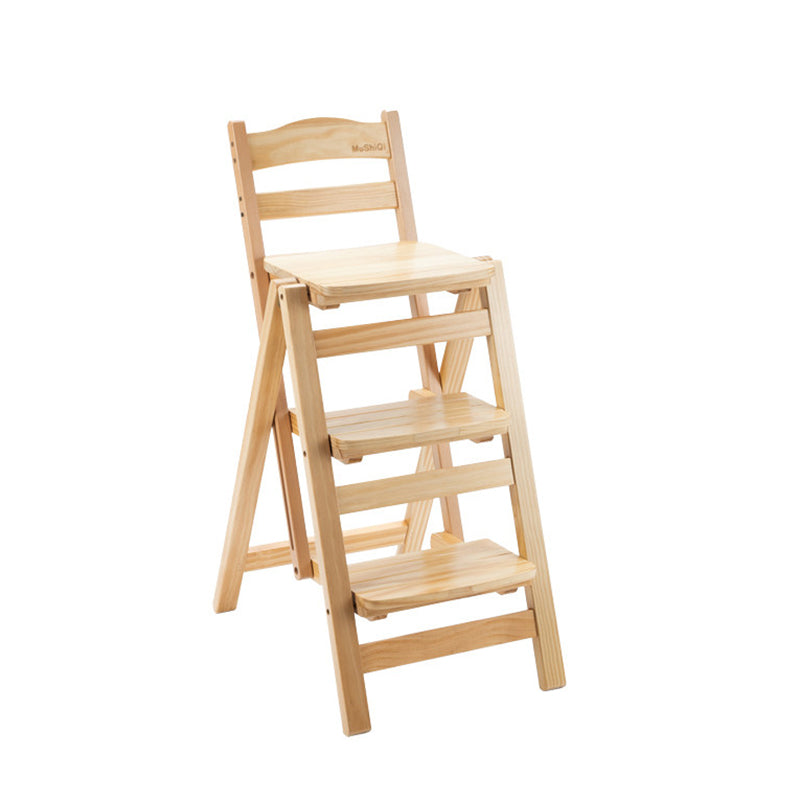 Tabouret de bar pliable à plusieurs marches en bois de pin, design minimaliste moderne, triangulaire, avec dossier, pour salle à manger 