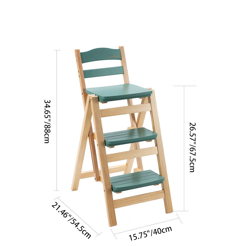 Tabouret de bar pliable à plusieurs marches en bois de pin, design minimaliste moderne, triangulaire, avec dossier, pour salle à manger 
