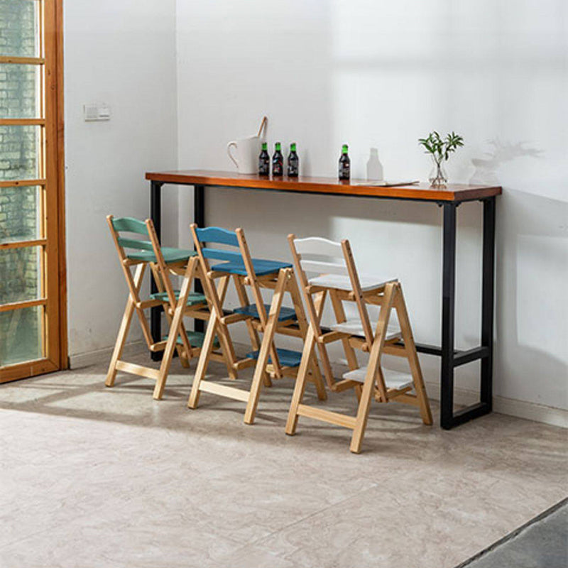 Tabouret de bar pliable à plusieurs marches en bois de pin, design minimaliste moderne, triangulaire, avec dossier, pour salle à manger 