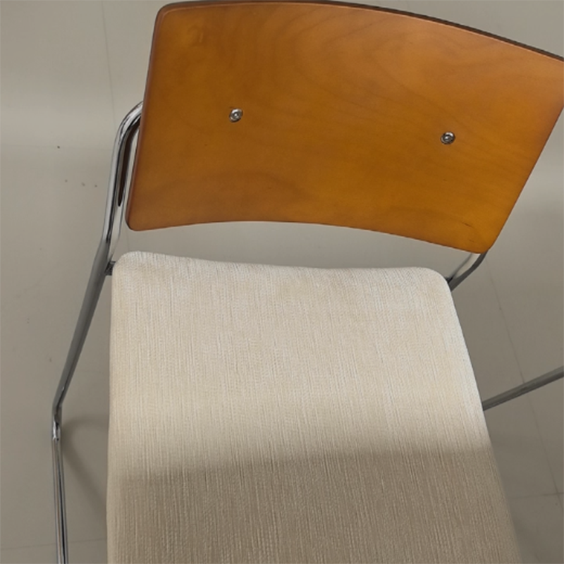 Taburete de bar rectangular contemporáneo escandinavo de madera maciza contrachapada de chenilla hierro con respaldo y reposapiés para comedor 