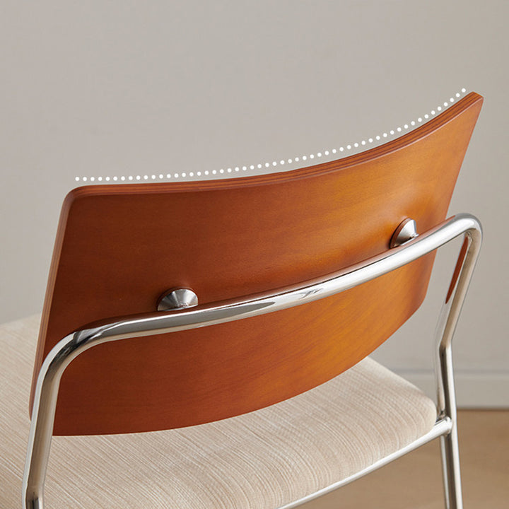 Taburete de bar rectangular contemporáneo escandinavo de madera maciza contrachapada de chenilla hierro con respaldo y reposapiés para comedor 