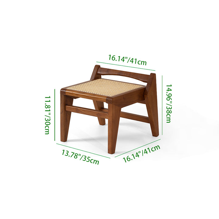 Taburete bajo trapezoidal ligero y portátil, sin respaldo ni reposabrazos, de madera de toon chino rústico tradicional y tejido de ratán, para entrada y pasillo 