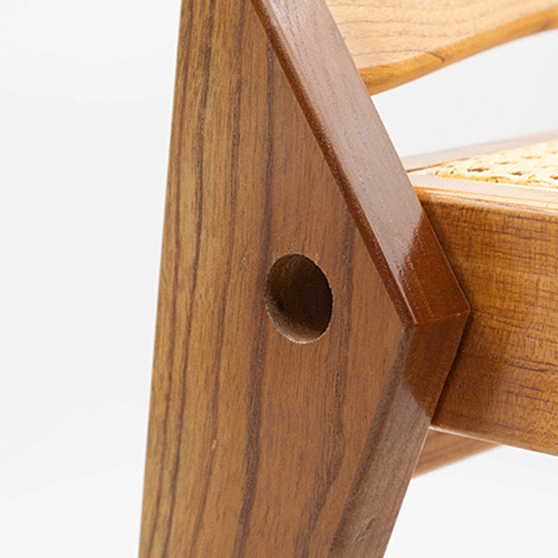 Taburete bajo trapezoidal ligero y portátil, sin respaldo ni reposabrazos, de madera de toon chino rústico tradicional y tejido de ratán, para entrada y pasillo 