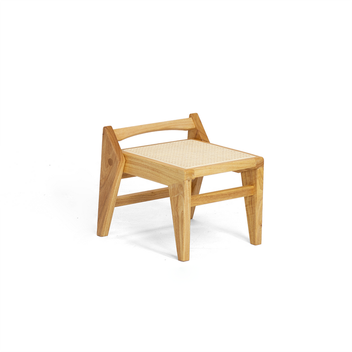 Taburete bajo trapezoidal ligero y portátil, sin respaldo ni reposabrazos, de madera de toon chino rústico tradicional y tejido de ratán, para entrada y pasillo 