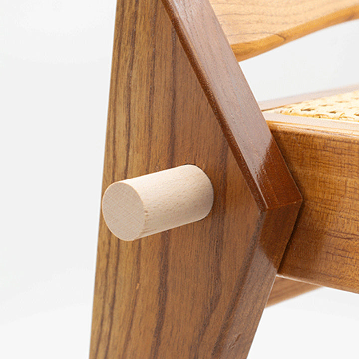Taburete bajo trapezoidal ligero y portátil, sin respaldo ni reposabrazos, de madera de toon chino rústico tradicional y tejido de ratán, para entrada y pasillo 