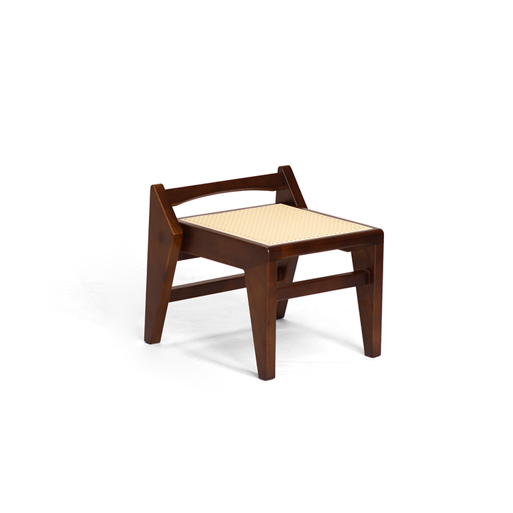 Taburete bajo trapezoidal ligero y portátil, sin respaldo ni reposabrazos, de madera de toon chino rústico tradicional y tejido de ratán, para entrada y pasillo 