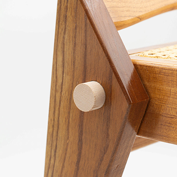 Taburete bajo trapezoidal ligero y portátil, sin respaldo ni reposabrazos, de madera de toon chino rústico tradicional y tejido de ratán, para entrada y pasillo 