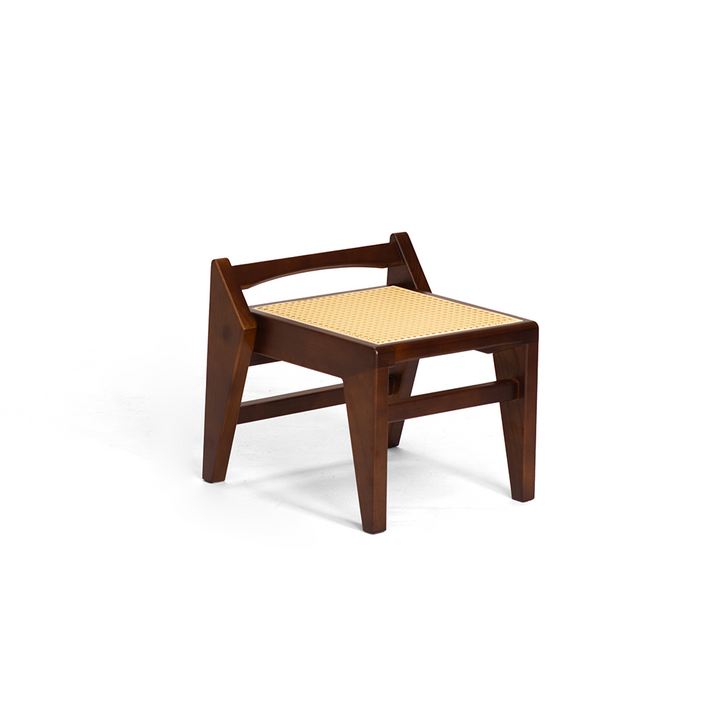 Taburete bajo trapezoidal ligero y portátil, sin respaldo ni reposabrazos, de madera de toon chino rústico tradicional y tejido de ratán, para entrada y pasillo 