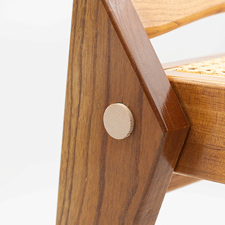 Taburete bajo trapezoidal ligero y portátil, sin respaldo ni reposabrazos, de madera de toon chino rústico tradicional y tejido de ratán, para entrada y pasillo 