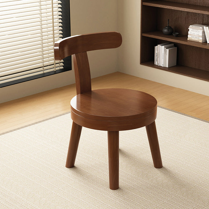 Moderner minimalistischer Hocker aus Gummibaumholz, Mikrofaserleder und Schwamm, rund, drehbar, mit Rückenlehne, für Kinder, niedriger Hocker fürs Wohnzimmer 