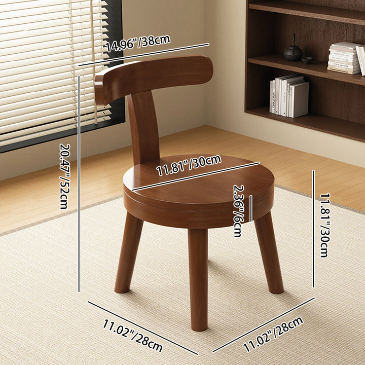Modern Minimalist Rubberwood Microfiber Leather Sponge Round Rotatable Kids Low Stool Backrest For Living Room