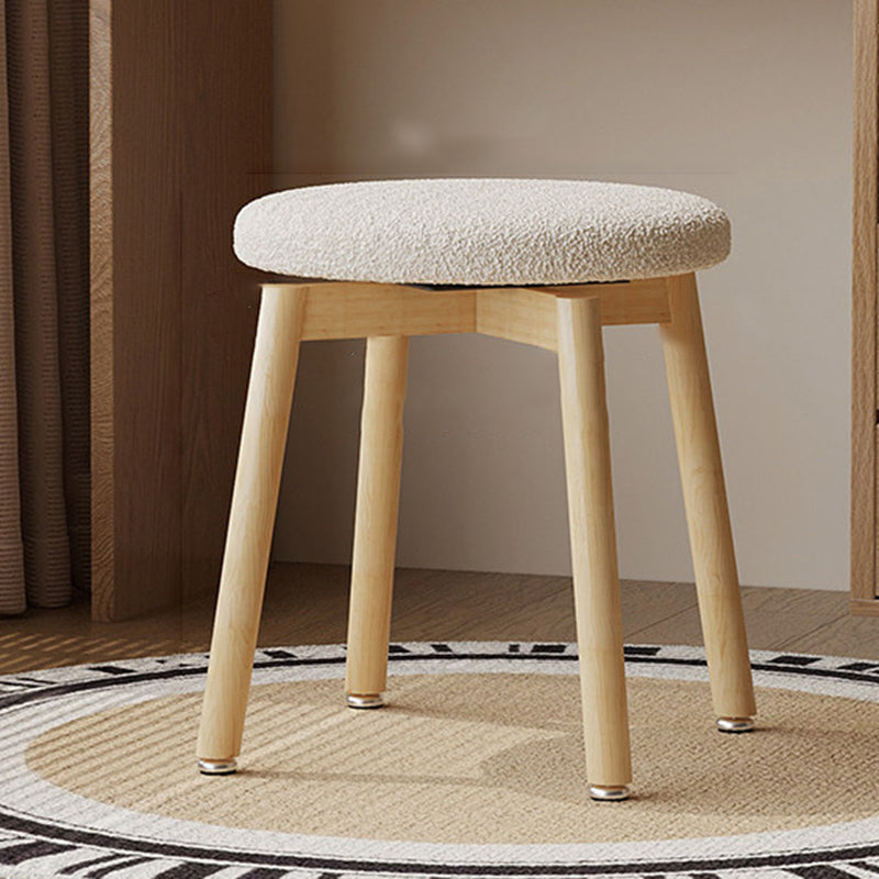 Tabouret de coiffeuse contemporain en laine d’agneau nordique, en bois massif, rond, rotatif, léger, sans dossier ni accoudoirs, pour salon et chambre 