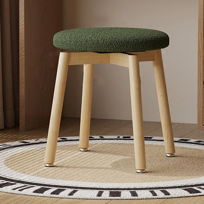 Tabouret de coiffeuse contemporain en laine d’agneau nordique, en bois massif, rond, rotatif, léger, sans dossier ni accoudoirs, pour salon et chambre 
