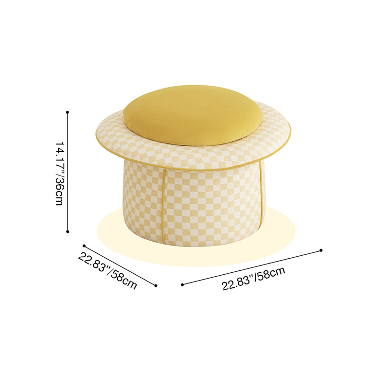 Taburete bajo sin respaldo ni reposabrazos, de estilo contemporáneo, creativo, de madera maciza, contrachapado, terciopelo y esponja, con forma de sombrero mágico y almacenamiento oculto, para sala de estar 