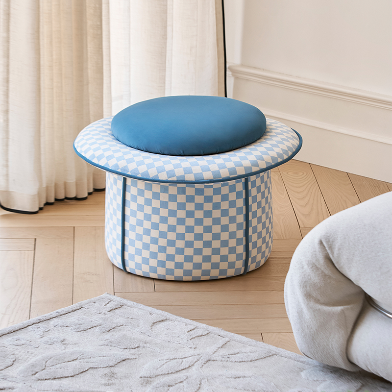 Taburete bajo sin respaldo ni reposabrazos, de estilo contemporáneo, creativo, de madera maciza, contrachapado, terciopelo y esponja, con forma de sombrero mágico y almacenamiento oculto, para sala de estar 
