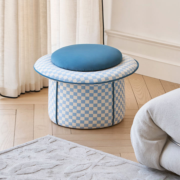 Taburete bajo sin respaldo ni reposabrazos, de estilo contemporáneo, creativo, de madera maciza, contrachapado, terciopelo y esponja, con forma de sombrero mágico y almacenamiento oculto, para sala de estar 