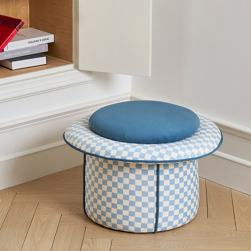 Taburete bajo sin respaldo ni reposabrazos, de estilo contemporáneo, creativo, de madera maciza, contrachapado, terciopelo y esponja, con forma de sombrero mágico y almacenamiento oculto, para sala de estar 