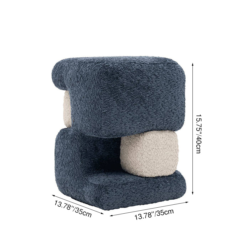 Contemporary Scandinavian Plywood Velvet Sponge Geometric Shaped Low Stool Backless Armless For Living Room &amp; Bedroom