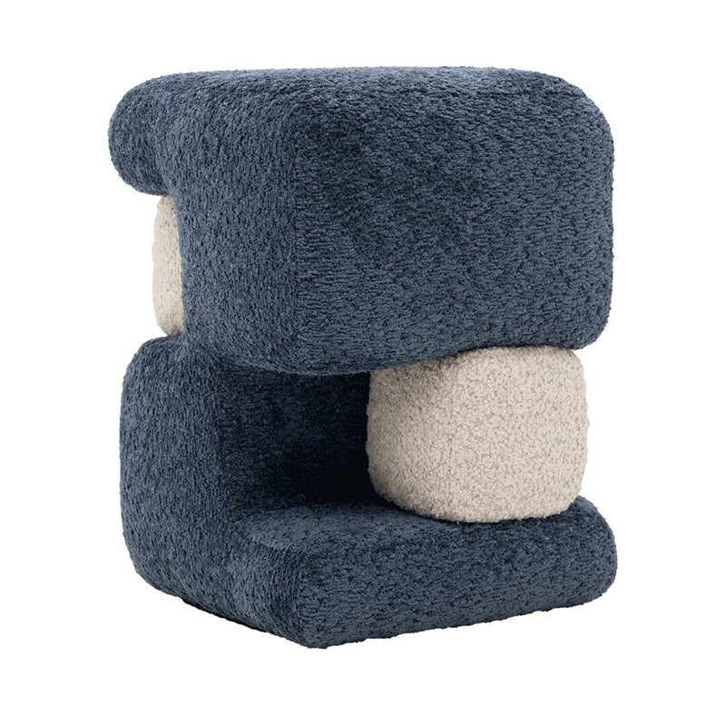 Contemporary Scandinavian Plywood Velvet Sponge Geometric Shaped Low Stool Backless Armless For Living Room &amp; Bedroom
