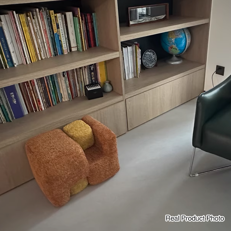 Contemporary Scandinavian Plywood Velvet Sponge Geometric Shaped Low Stool Backless Armless For Living Room &amp; Bedroom