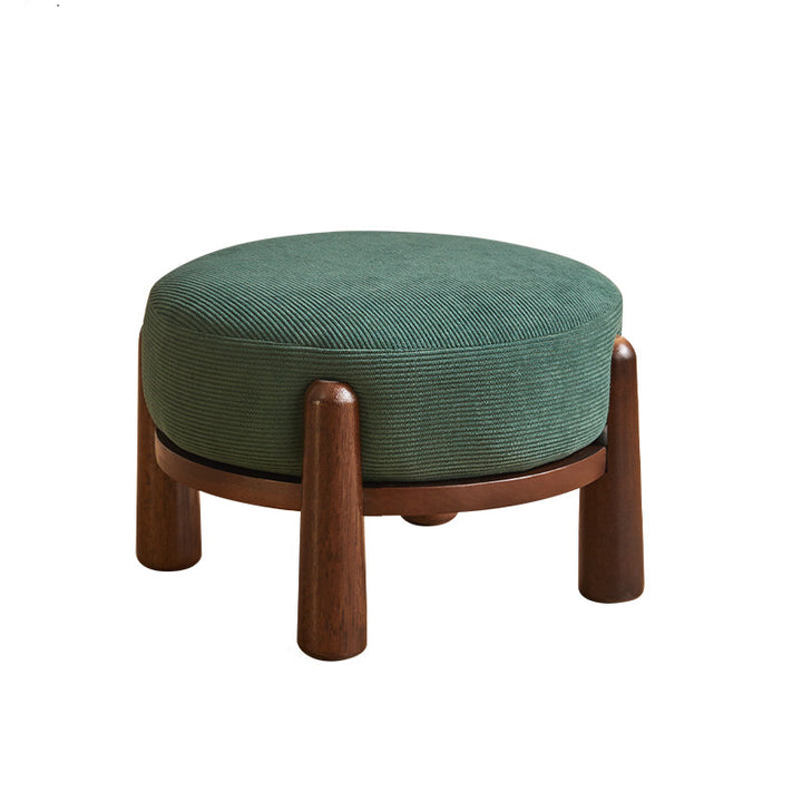 Contemporary Nordic Soft Skin-Friendly Corduroy Sherpa Fabric Solid Wood Sponge Round Pouf Low Stool Backless Armless For Entryway &amp; Hallway