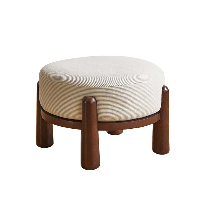 Contemporary Nordic Soft Skin-Friendly Corduroy Sherpa Fabric Solid Wood Sponge Round Pouf Low Stool Backless Armless For Entryway &amp; Hallway