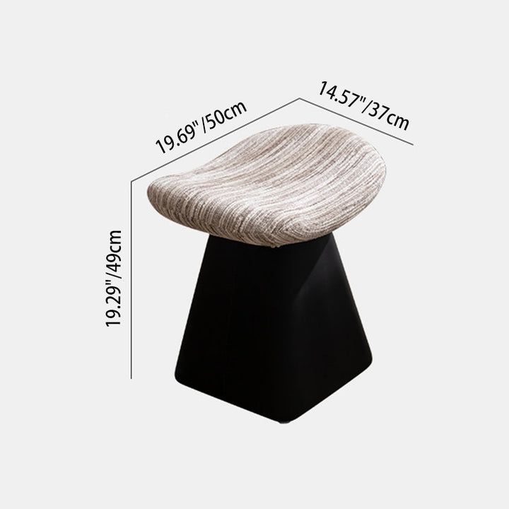Contemporary Nordic Chenille Pine Wood Faux Leather Sponge Arc Conical Rotatable Vanity Stool Backless Armless For Bedroom