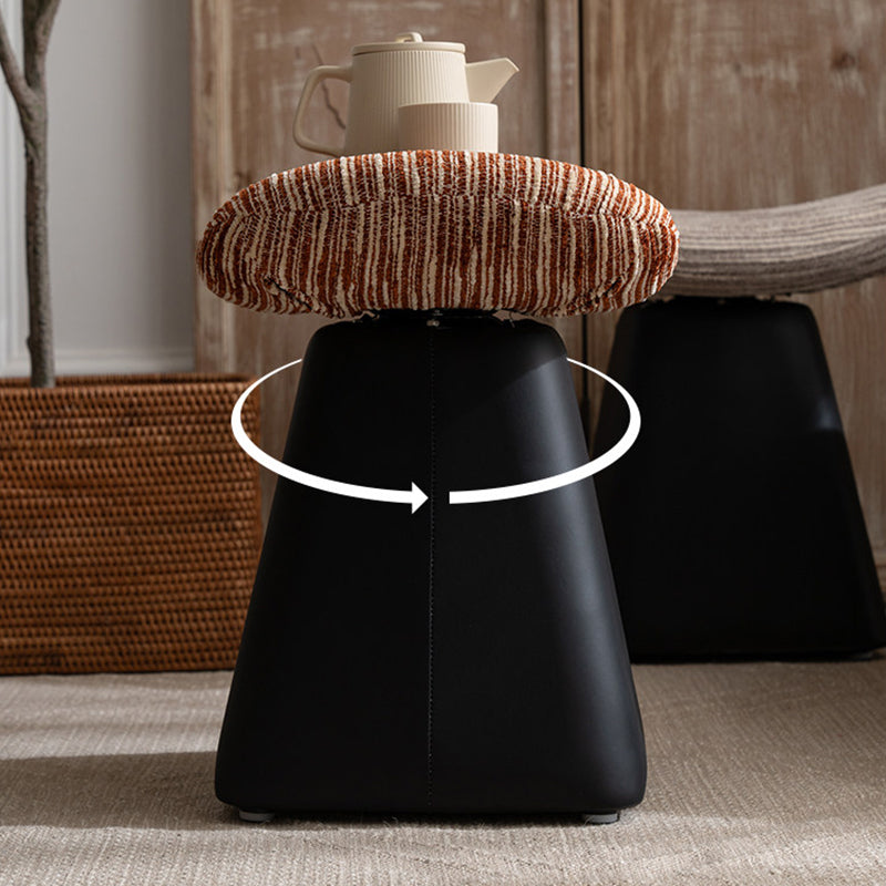 Contemporary Nordic Chenille Pine Wood Faux Leather Sponge Arc Conical Rotatable Vanity Stool Backless Armless For Bedroom