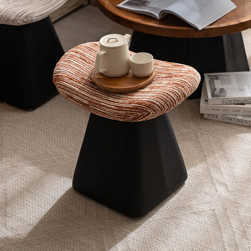 Contemporary Nordic Chenille Pine Wood Faux Leather Sponge Arc Conical Rotatable Vanity Stool Backless Armless For Bedroom