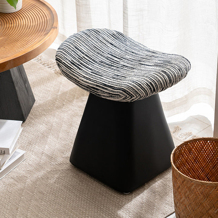 Contemporary Nordic Chenille Pine Wood Faux Leather Sponge Arc Conical Rotatable Vanity Stool Backless Armless For Bedroom
