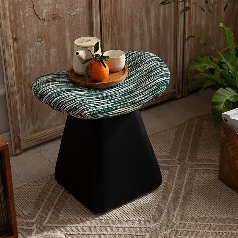Contemporary Nordic Chenille Pine Wood Faux Leather Sponge Arc Conical Rotatable Vanity Stool Backless Armless For Bedroom