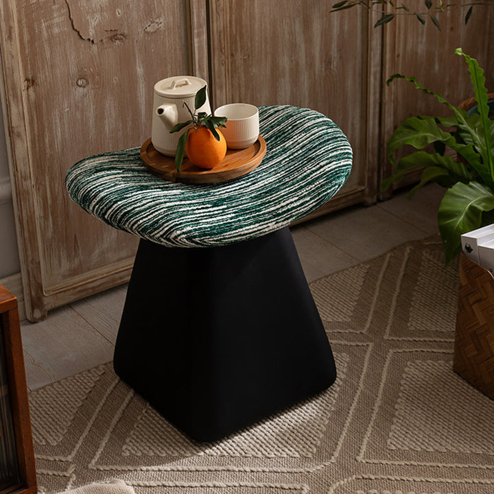 Contemporary Nordic Chenille Pine Wood Faux Leather Sponge Arc Conical Rotatable Vanity Stool Backless Armless For Bedroom