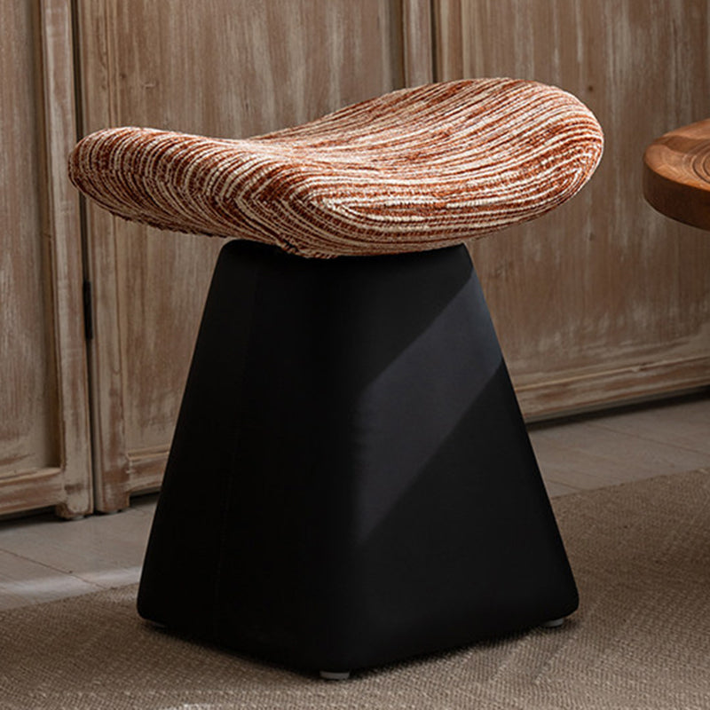 Contemporary Nordic Chenille Pine Wood Faux Leather Sponge Arc Conical Rotatable Vanity Stool Backless Armless For Bedroom