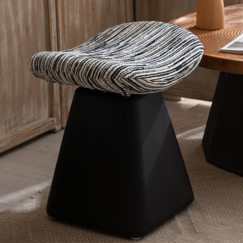 Contemporary Nordic Chenille Pine Wood Faux Leather Sponge Arc Conical Rotatable Vanity Stool Backless Armless For Bedroom