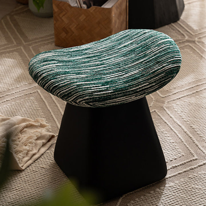 Contemporary Nordic Chenille Pine Wood Faux Leather Sponge Arc Conical Rotatable Vanity Stool Backless Armless For Bedroom