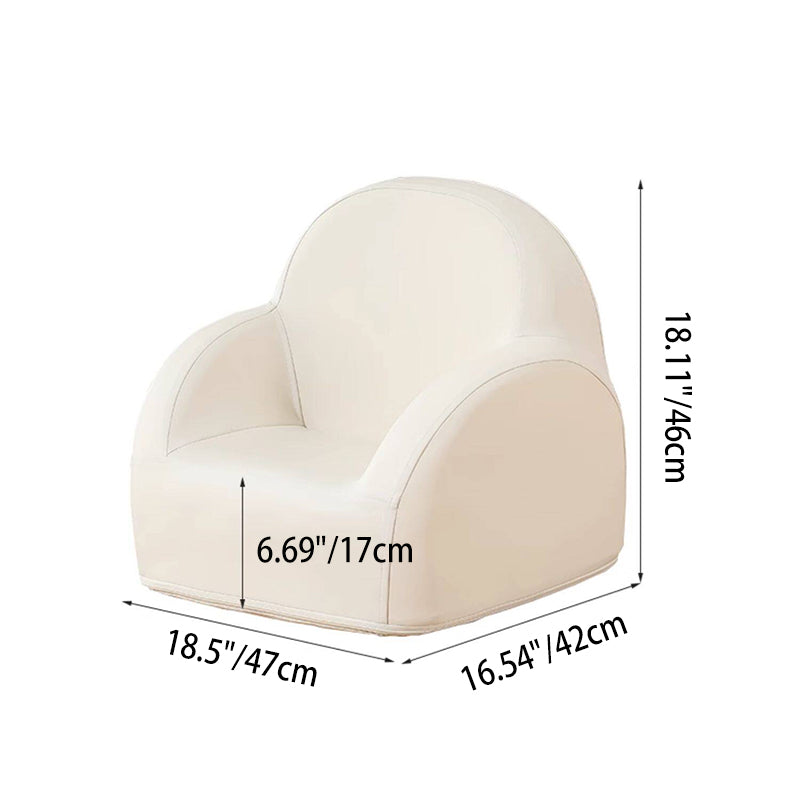 Contemporary Nordic PU Leather Sponge Arc Lightweight Kids Accent Chair Backrest Armrest For Living Room