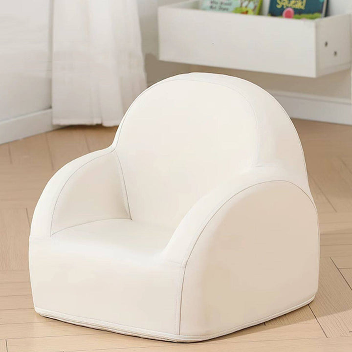 Contemporary Nordic PU Leather Sponge Arc Lightweight Kids Accent Chair Backrest Armrest For Living Room