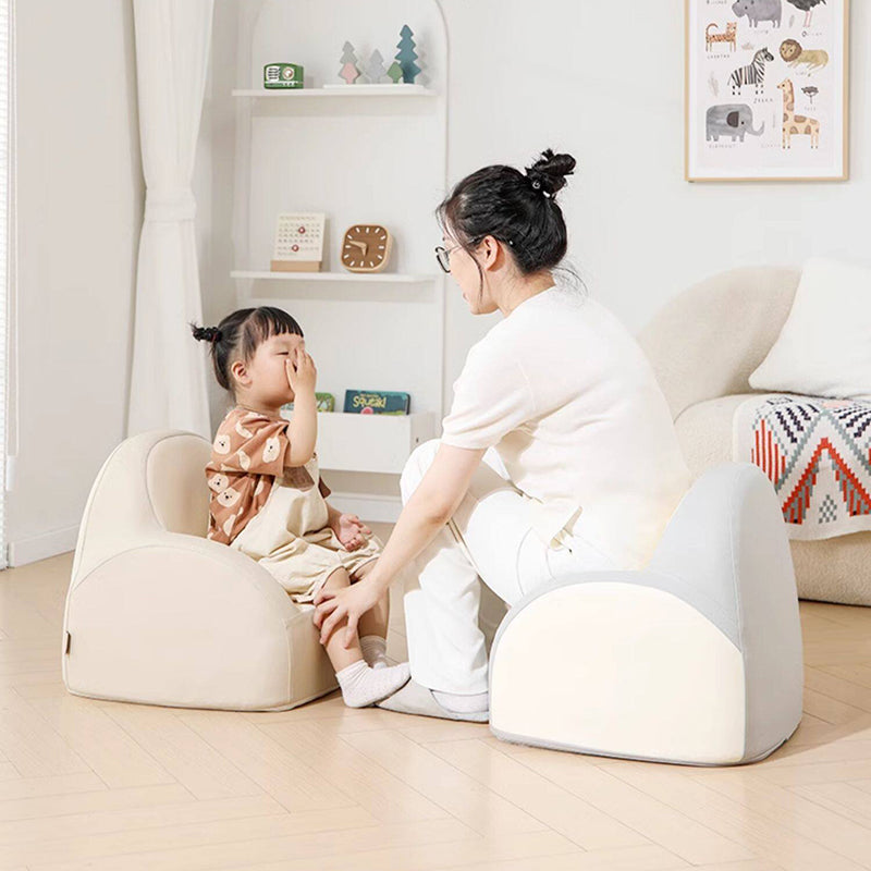 Contemporary Nordic PU Leather Sponge Arc Lightweight Kids Accent Chair Backrest Armrest For Living Room