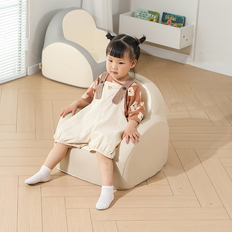 Contemporary Nordic PU Leather Sponge Arc Lightweight Kids Accent Chair Backrest Armrest For Living Room
