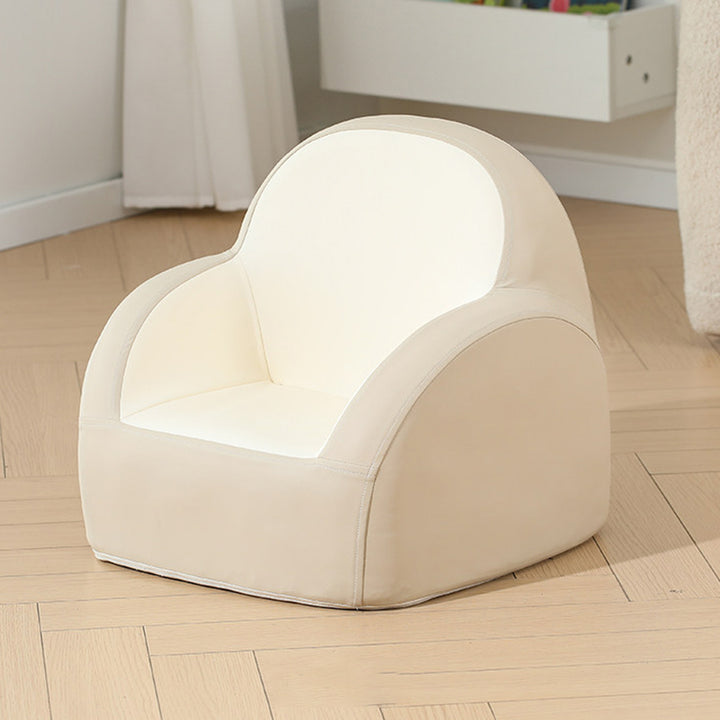 Chaise d’appoint pour enfants en cuir PU nordique contemporain, légère, en arc, avec dossier et accoudoirs pour salon 